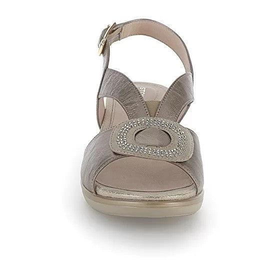 Stonefly Sandalo Donna Zeppa Oro Nappa Strass Blusoft - Vanity III 220860 Z00