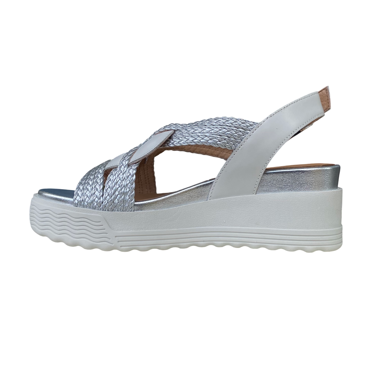 Stonefly sandalo con zeppa da donna Parky 24 220895 849 bianco-argento