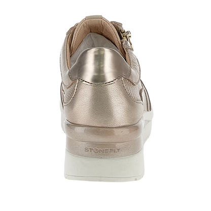 Stonefly scarpa casual da donna con laccio e cerniera Cream 52 in pelle laminata 220738 I89 tortora