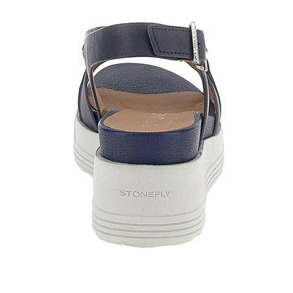 Stonefly sandalo casual da donna con zeppa Parky 28 Calf in pelle con catena 220903-05H blu