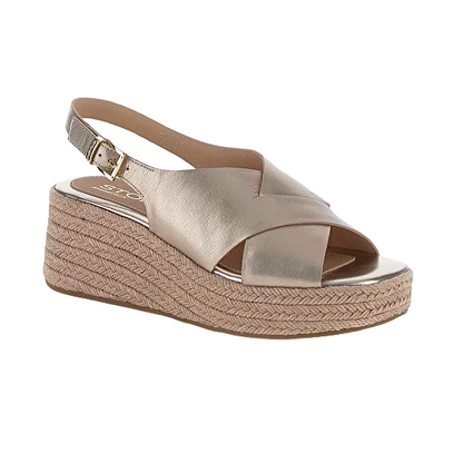 Stonefly sandalo in pelle laminata con zeppa da donna Ivory 4 220943-I89 tortora