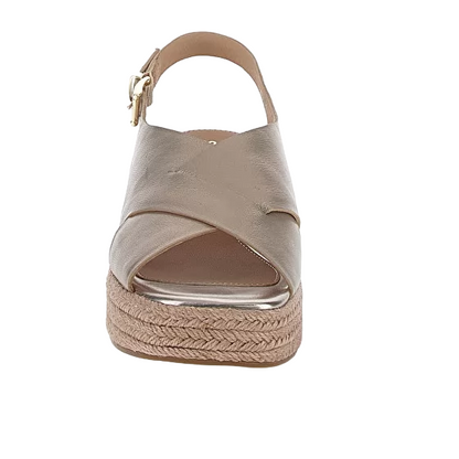 Stonefly sandalo in pelle laminata con zeppa da donna Ivory 4 220943-I89 tortora