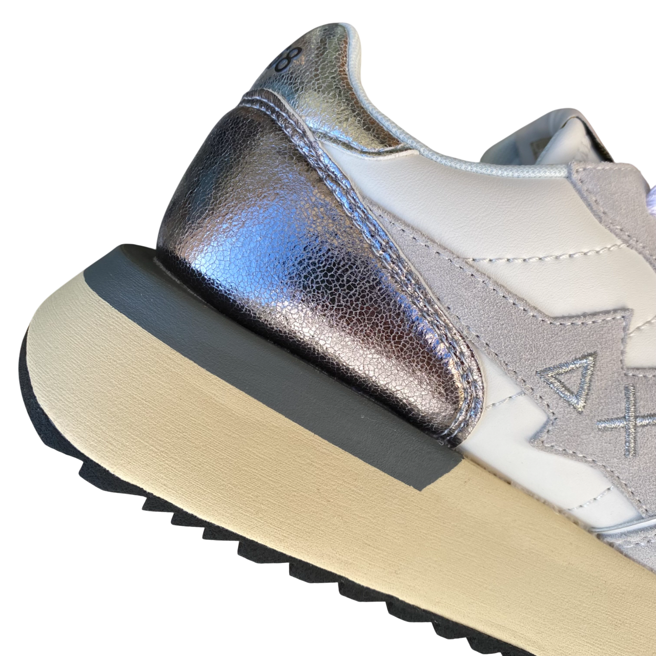 Sun68 Big Stargirl – Sneaker Donna in Similpelle e Suede Z45222 01 Bianco | Stile Running, Dettagli Laminati, Comfort Metropolitano