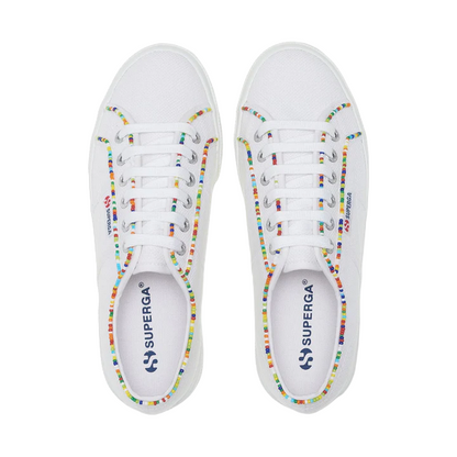 Superga scarpa sneakers da donna 2740 Multicolore Beads S4131FW ATR bianco