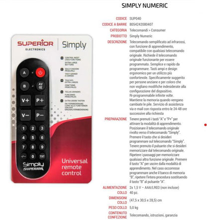 Superior Simply Universal-Fernbedienung für Fernseher mit großen Tasten für Senioren Smart TV