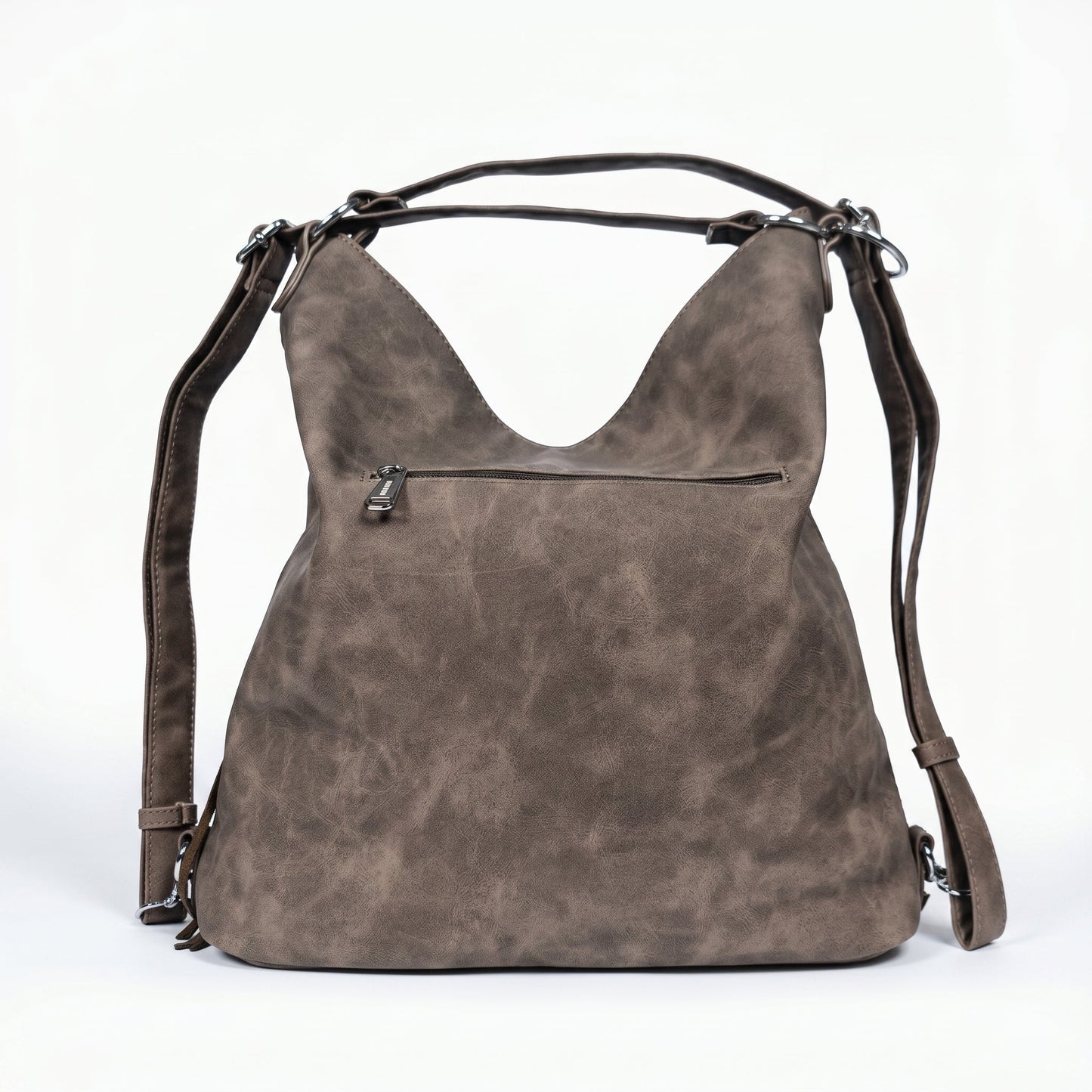 Sweet Years Borsa Hobo Grande in Ecopelle con Frange Effetto Scamosciato