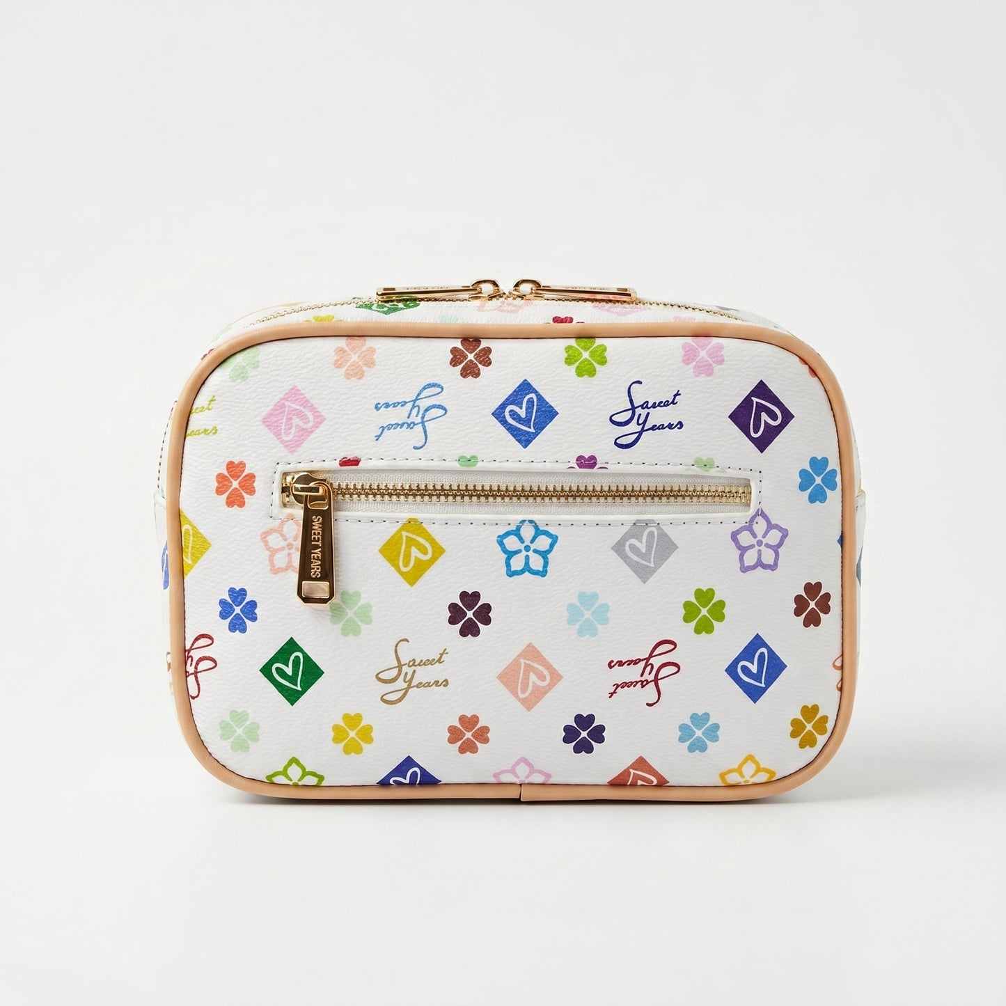 Sweet Years Borsa a Tracolla Camera Bag in Ecopelle con Stampa Monogram Multicolore