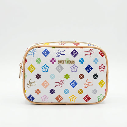 Sweet Years Borsa a Tracolla Camera Bag in Ecopelle con Stampa Monogram Multicolore