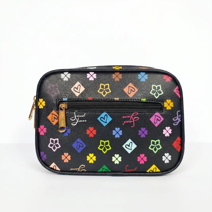 Sweet Years Borsa a Tracolla Camera Bag in Ecopelle con Stampa Monogram Multicolore