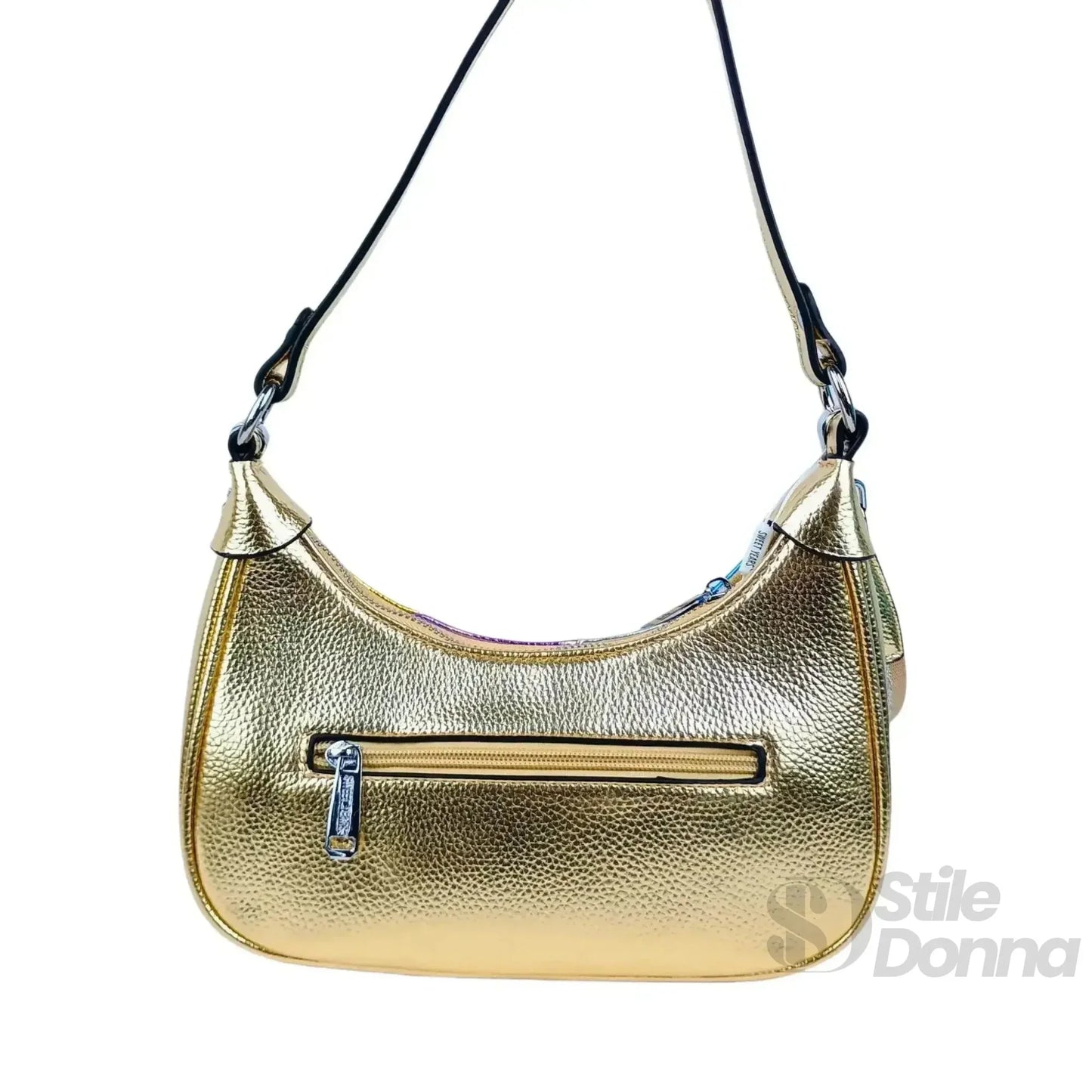 Sweet Years Borsa a Tracolla Righe Rainbow Metallic in Ecopelle