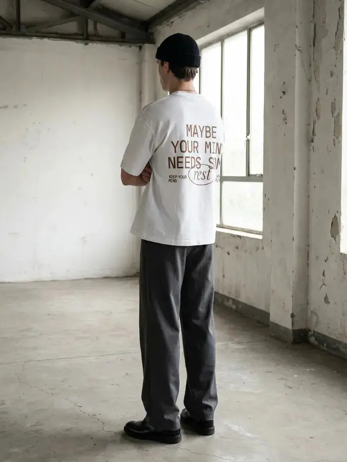 T-Shirt Bianca Rest Boxy Fit 100% Cotone