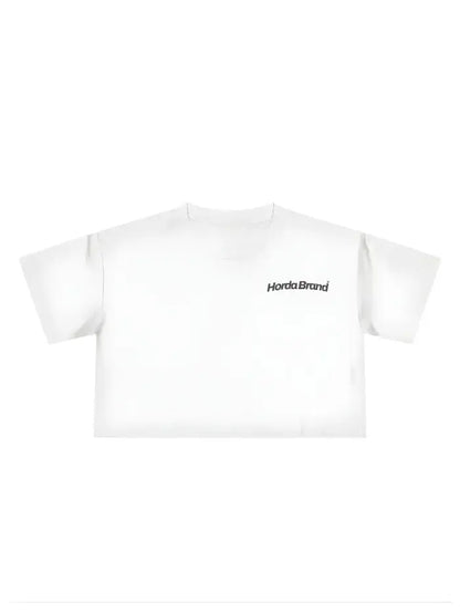 T-Shirt Donna Cropped Basic Bianca Cotone Italiano 100%