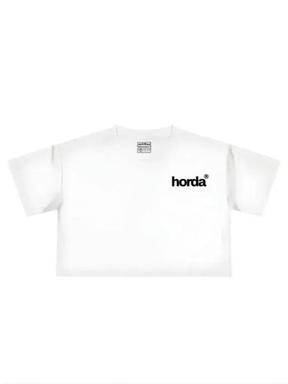 T-Shirt Donna Human Case Boxy Fit Cropped 100% Cotone Made in Italy