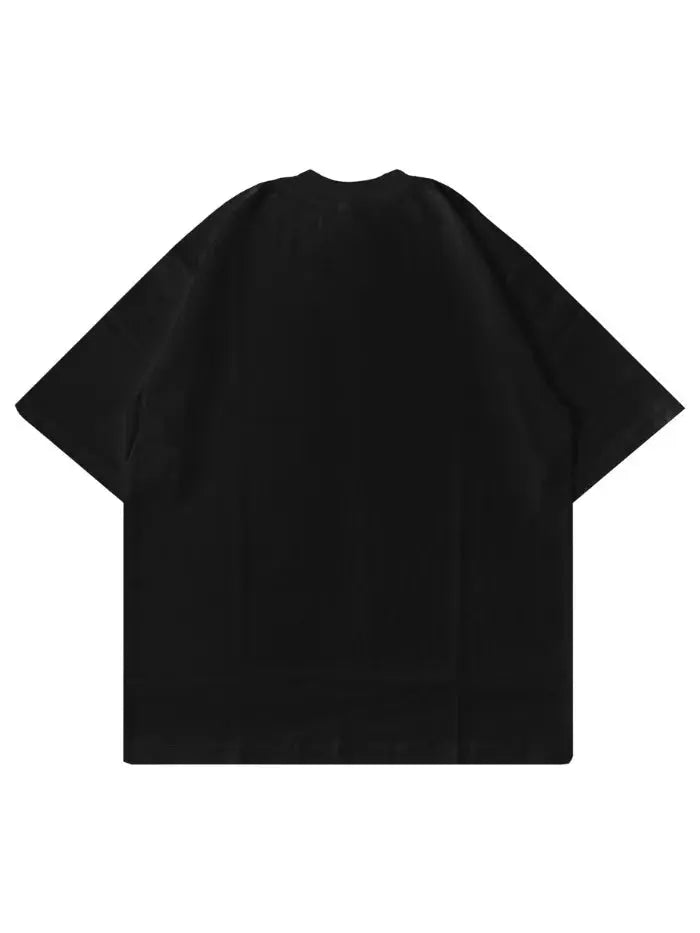 T-Shirt Nera 220gr Fear Oversize Cotone Made in Italy