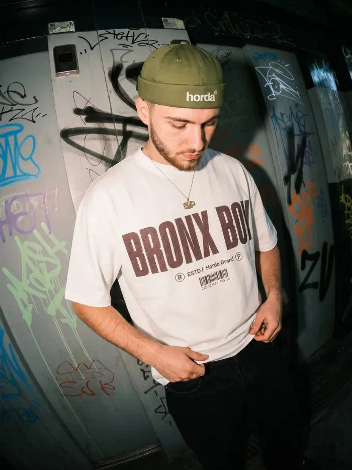 T-Shirt Bianca Bronx Boy 200gr Oversize Cotone Made in Italy