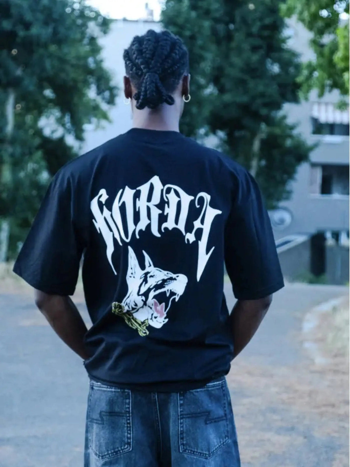 T-shirt Boxy Fit Nera 100% cotone Gotic Dog