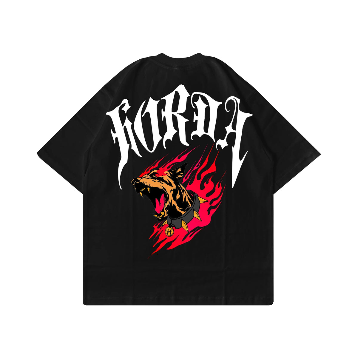 T-shirt boxy fit shirt nera 100% cotone Gotic Flame