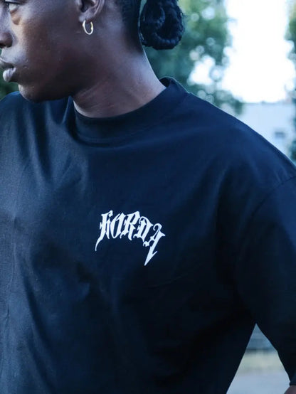 T-shirt boxy fit shirt nera 100% cotone Gotic Flame