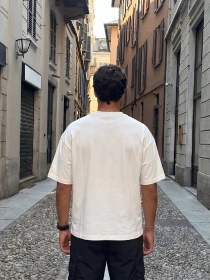 White Boxy Fit 200gsm "First Line" T-shirt - Horda Brand