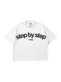 T-shirt Bianca Boxy Fit "Step By" 200gsm Made in Italy | Horda Brand