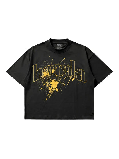 T-shirt Nera Boxy Fit 200gsm "Per Certi Versi" Back Print | Horda® Lemon Skull