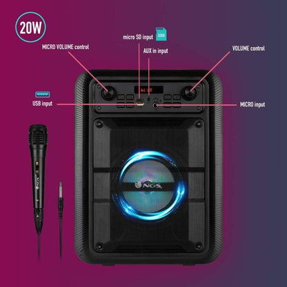 Ngs Speaker Rollerlingo Tragbarer Bluetooth TWS + Mikrofon 20W Schwarz