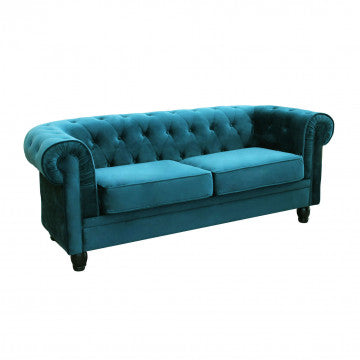 Chesterfield-Sofa aus blauem oder taupefarbenem Samt mit Kapitonierung