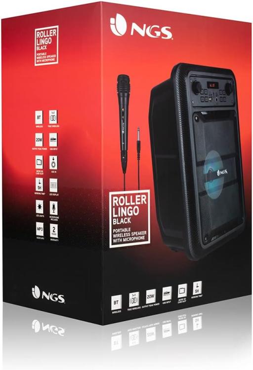 Ngs Speaker Rollerlingo Tragbarer Bluetooth TWS + Mikrofon 20W Schwarz
