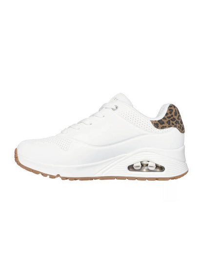 Skechers scarpa sneakers da donna Uno Jungke Nite 177093/WHLD bianco-lerpardo