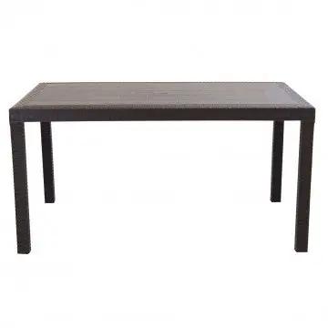 Tavolo Rettangolare Houston con Struttura in Plastica Stile Wicker, 150x90