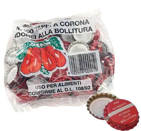 Tappi a Corona per Bottiglie – Busta da 100 Pezzi Idonei alla Bollitura