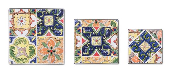 Set 3 Tavolini da Esterno in Ferro e Ceramica Paloma – Design a Mosaico