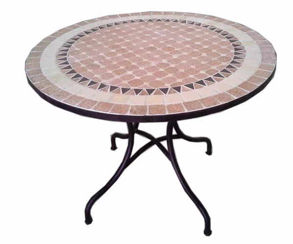 Tavolo in ferro battuto con mosaico – Tondo Ø100 cm, design elegante