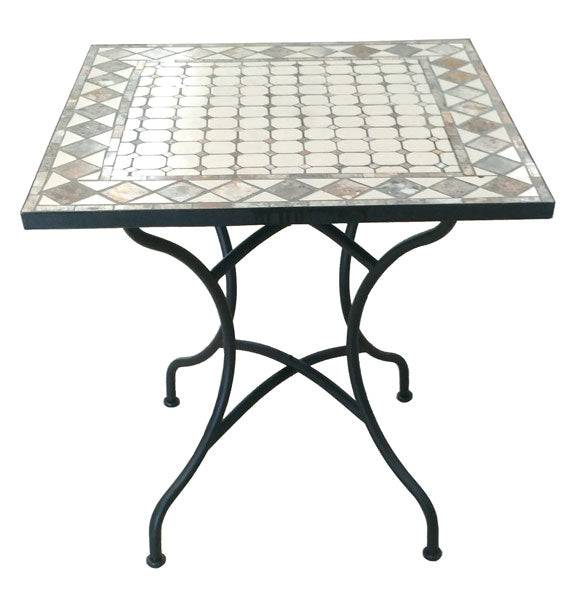 Esstisch aus Schmiedeeisen mit Mosaik, 70x70x75h, Modell 11605