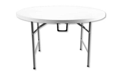 Catering-Klapptisch rund Ø120 cm – Gestell aus Stahl und weiße Harzplatte