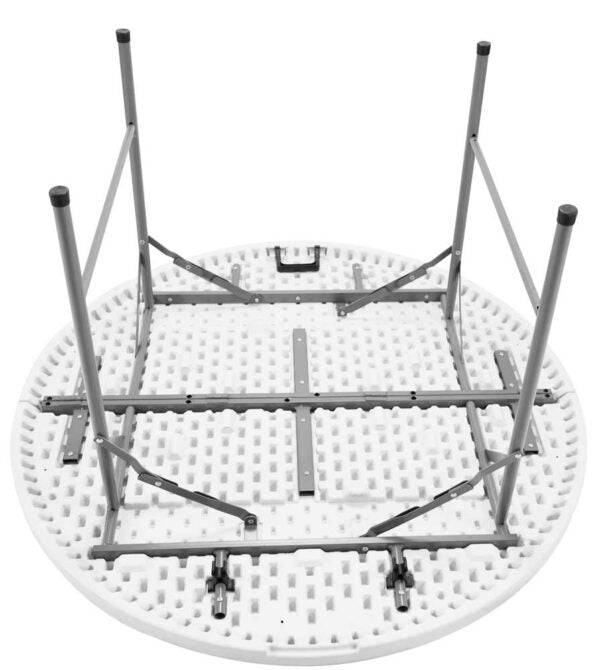 Catering-Klapptisch rund Ø120 cm – Gestell aus Stahl und weiße Harzplatte