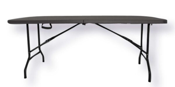 Klappbarer Biergartentisch 180x76 cm – Stahl und Kunstharz, dunkelgrau mit Holzoptik