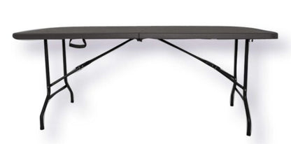 Klappbarer Biergartentisch 180x76 cm – Stahl und Kunstharz, dunkelgrau mit Holzoptik