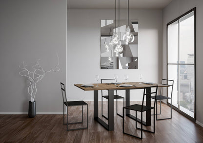 Ausziehbarer Tisch Tecno Libra mit anthrazitfarbenem Gestell, Maße 90x90/180 cm und 90x120/240 cm