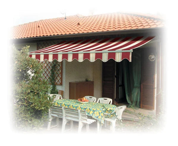 Tenda da sole a bracci 300x200 cm – Barra quadra, beige-giallo