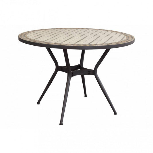 Tavolo da Giardino Ceramica, Prometeo Ø 110, Forma Circolare, Color Beige-Antracite