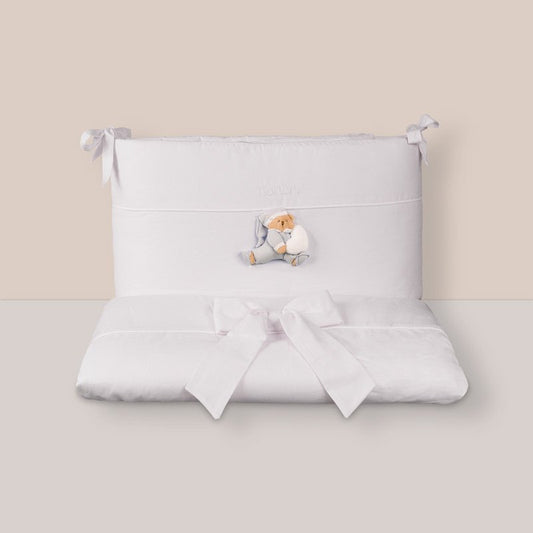 Bettwäsche-Set und Nestchen Puccio Azzurro für ovales Kinderbett