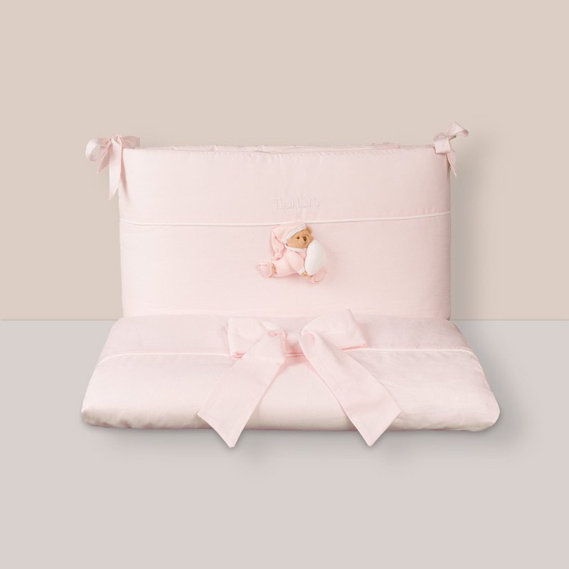 Bettwäsche-Set und Nestchen Puccio rosa für ovales Beistellbett