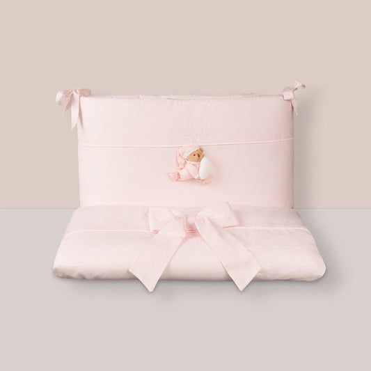 Set piumone e paracolpi Puccio rosa per culletta ovale