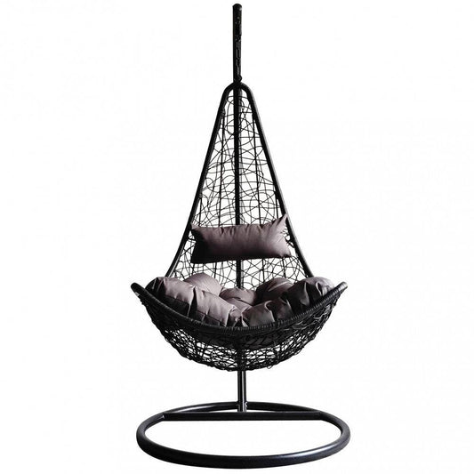 Dondolo Ponza - Struttura Metallo Tortora, Seduta Wicker Nero
