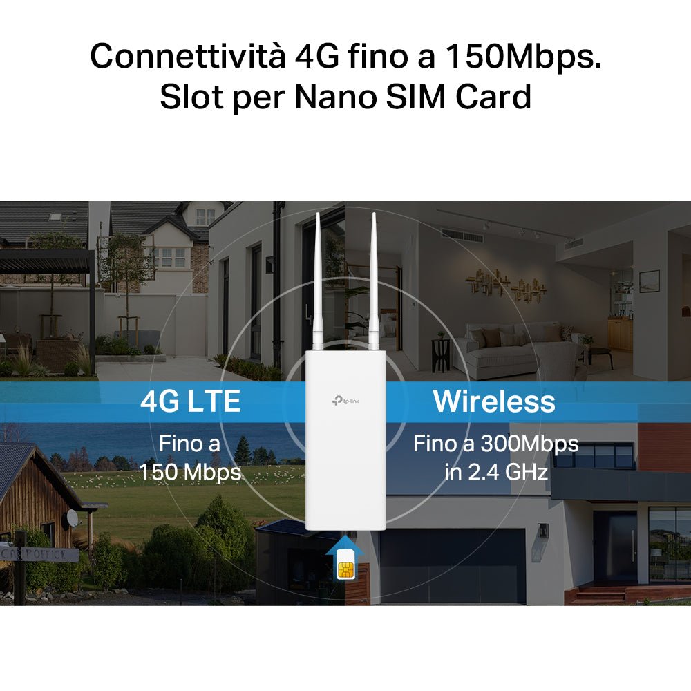 TL-MR110-Outdoor Router WiFi con SIM Esterno 4G LTE N300Mbps, PoE/DC, IP65