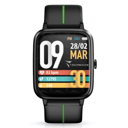 Techmade Smartwatch Move Bluetooth Integriertes GPS Sport Wasserdicht Schwarz/Grün