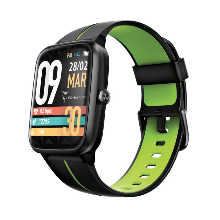 Techmade Smartwatch Move Bluetooth Integriertes GPS Sport Wasserdicht Schwarz/Grün