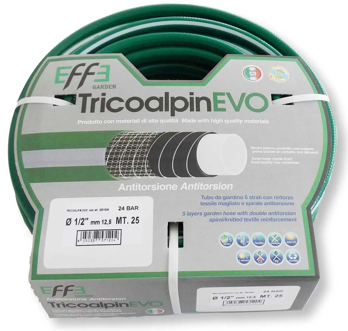Tubo Tricoalpin EVO Ø12,5 mm x 15 m – Verde Antitorsione