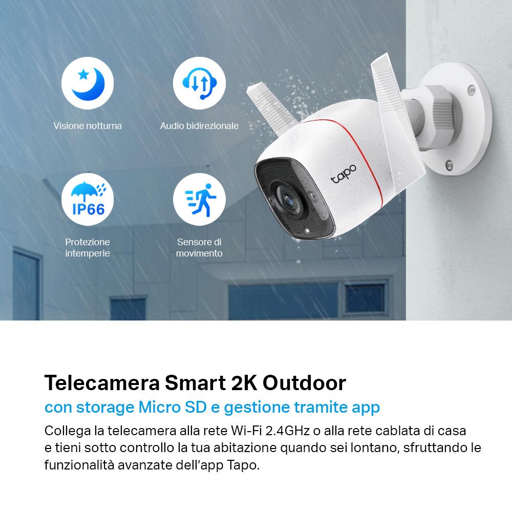 Tapo C310 Telecamera WiFi Esterno 2K 3MP, WiFi/Ethernet, 2pz